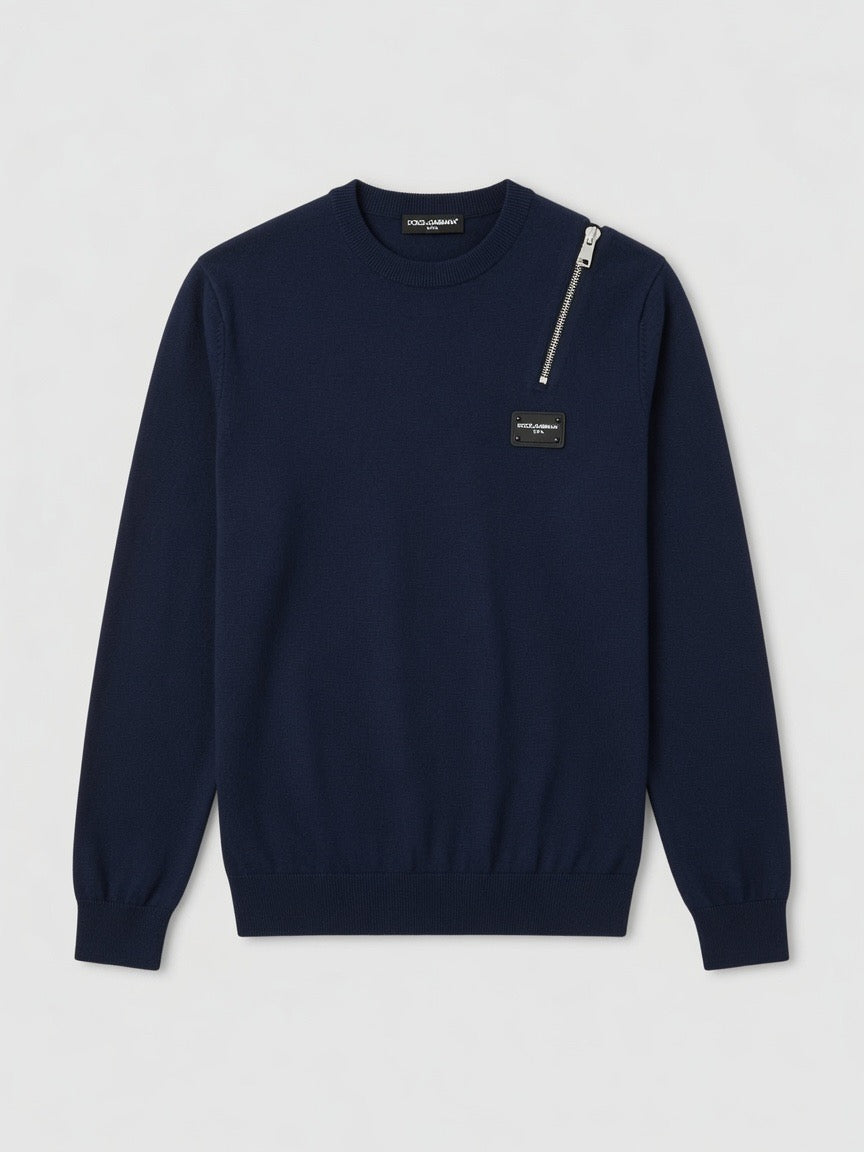 Inspired Navy / Charcoal Zip Detail Sweater