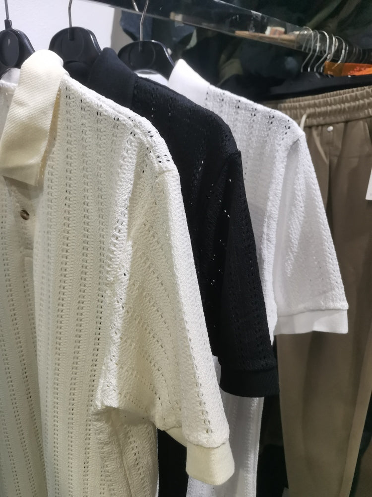 Oversized Crochet polo shirt