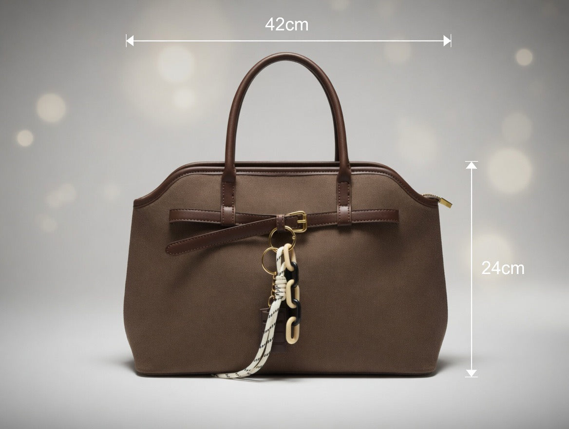 Canvas Tote Bag with Brown with Trim