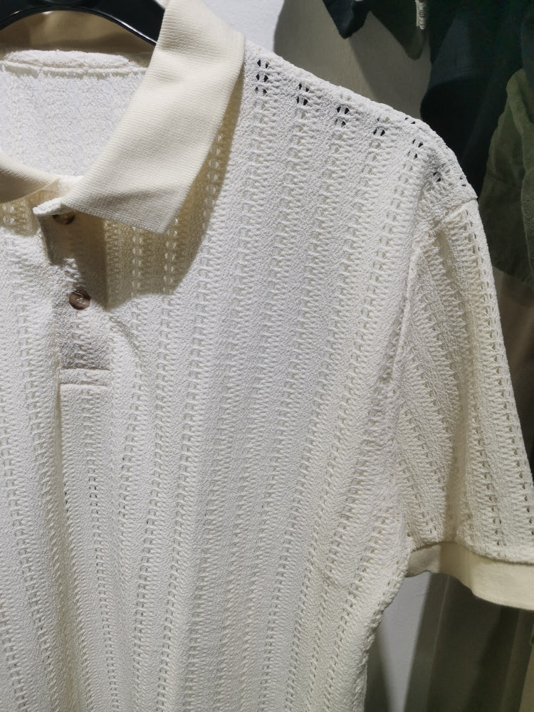 Oversized Crochet polo shirt