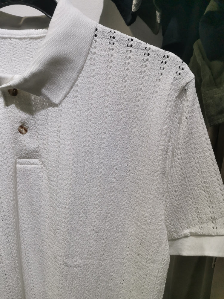 Oversized Crochet polo shirt