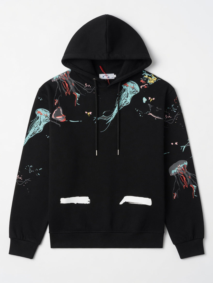 Black Jellyfish Graphic Oversized Hoodie