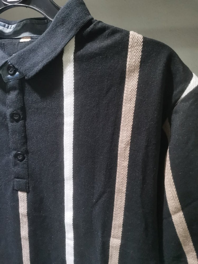Stripe knitted polo