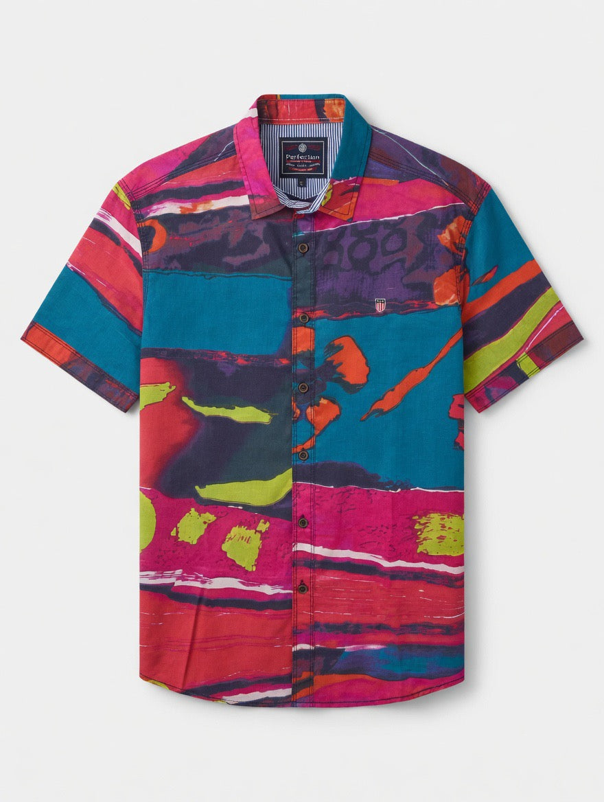 Vibrant Abstract Print Short-Sleeve Shirt