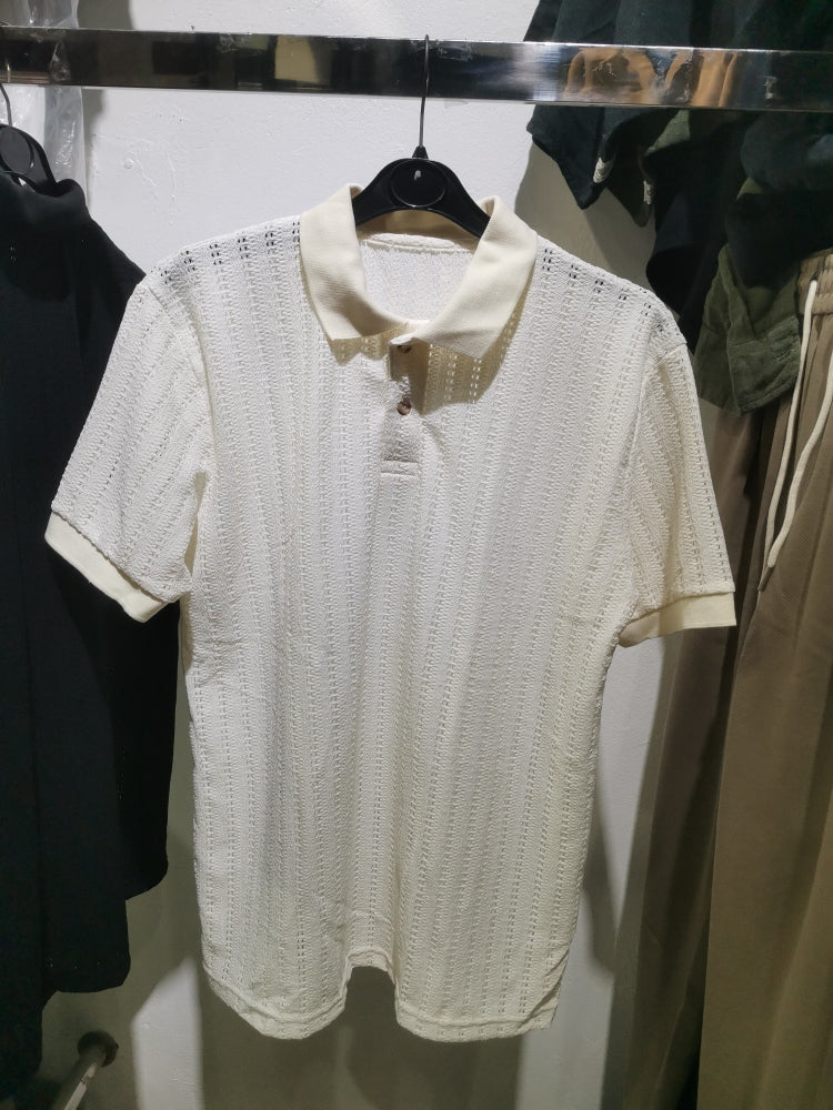 Oversized Crochet polo shirt