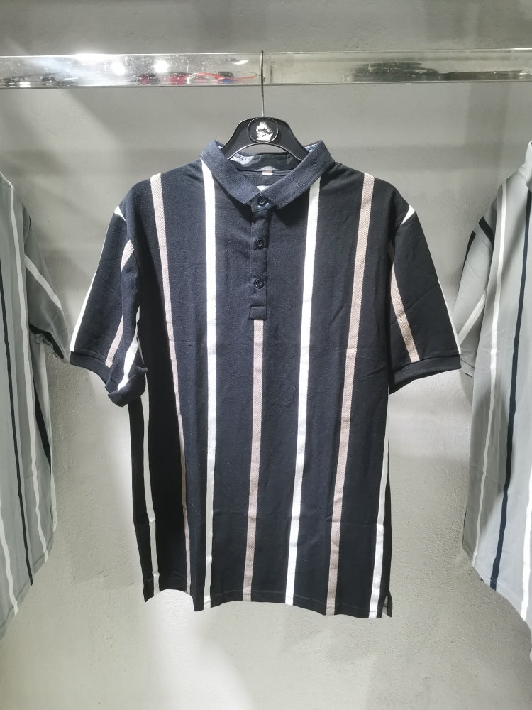 Stripe knitted polo