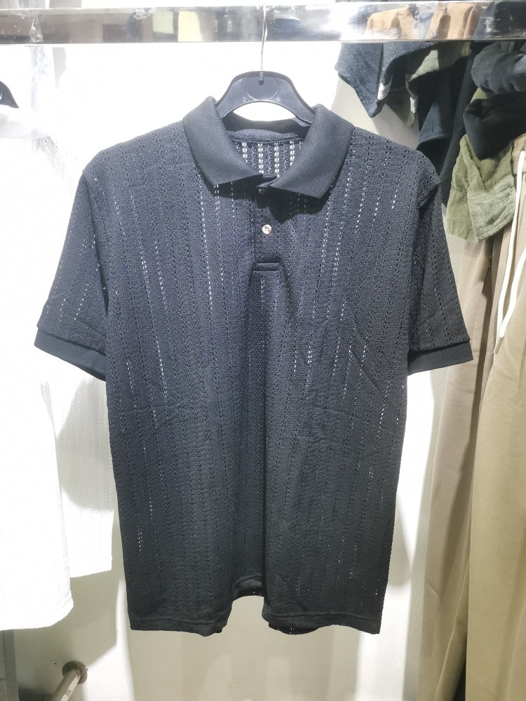 Oversized Crochet polo shirt