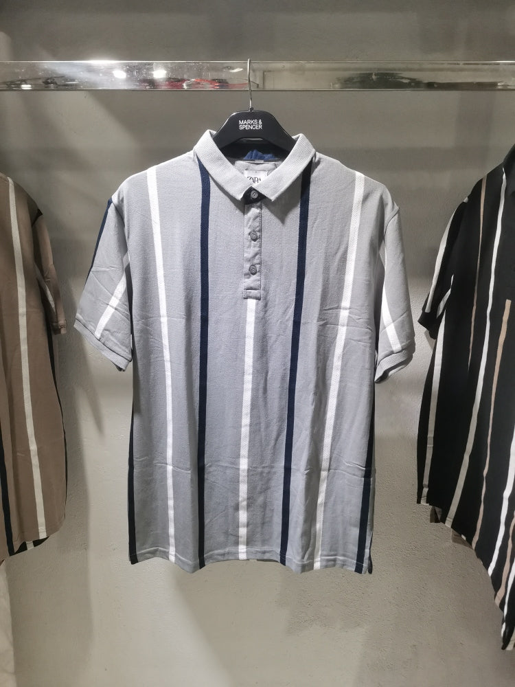 Stripe knitted polo
