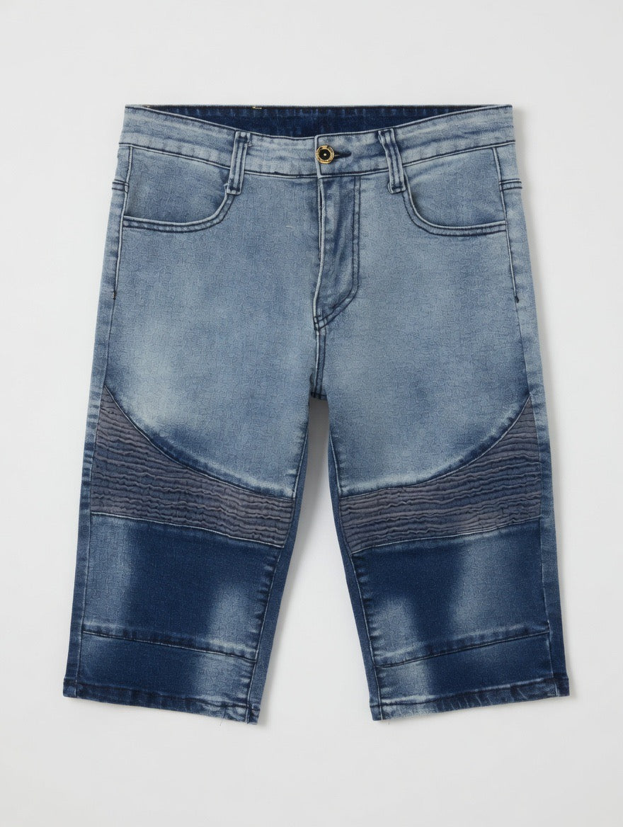 Two-Tone Acid Wash Biker Shorts