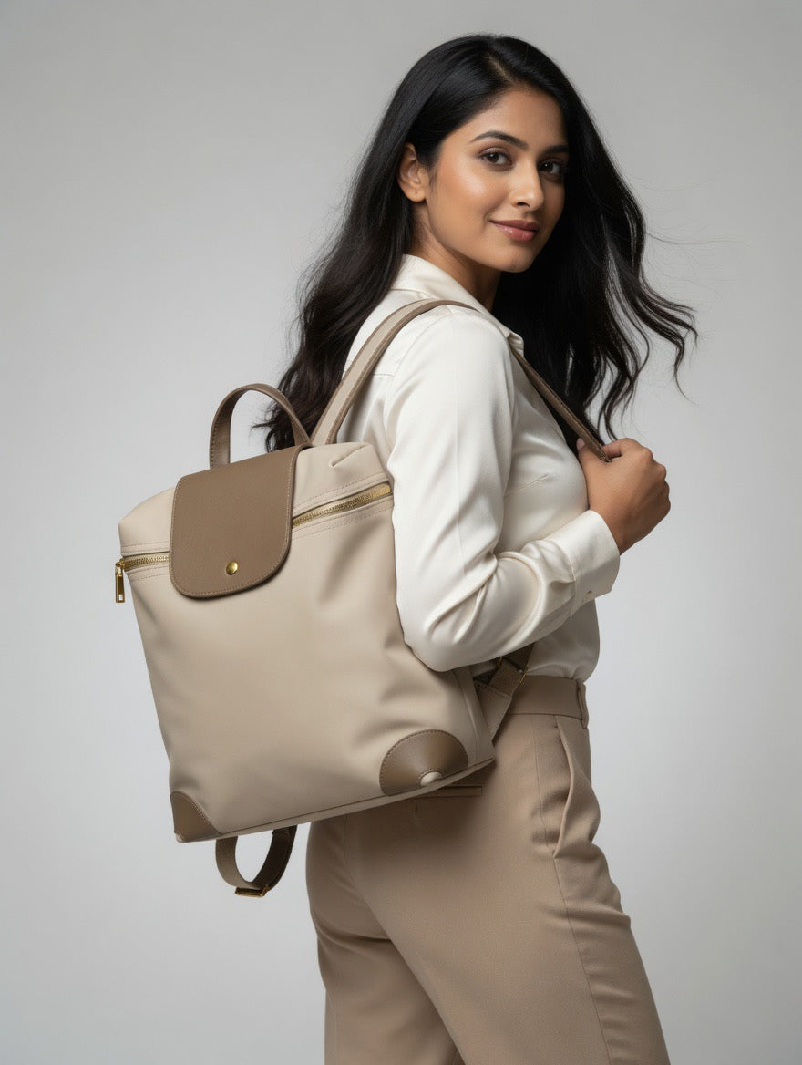 Elegant Two-Tone Lady Backpack
