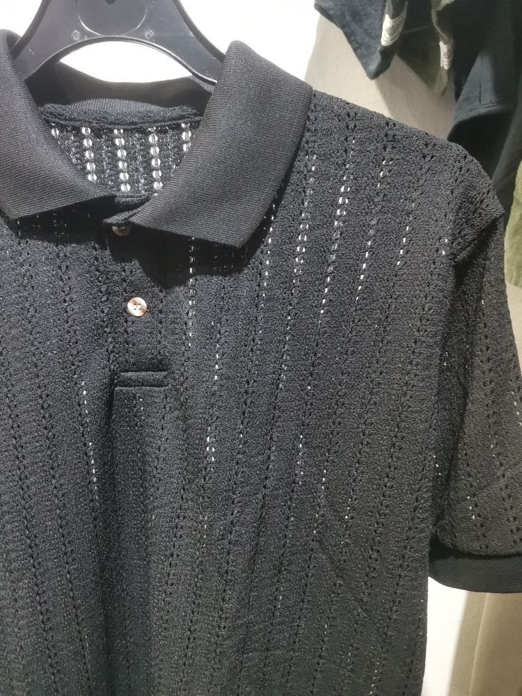 Oversized Crochet polo shirt