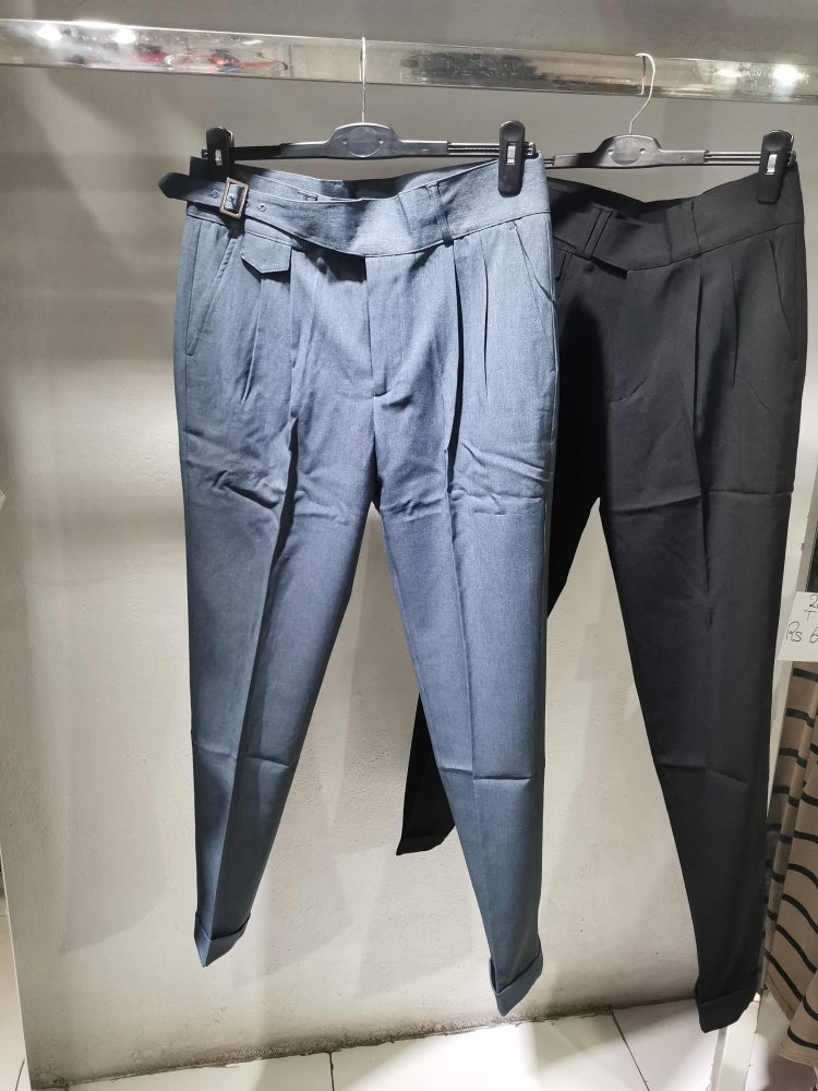 Korean buckle fitted trousers