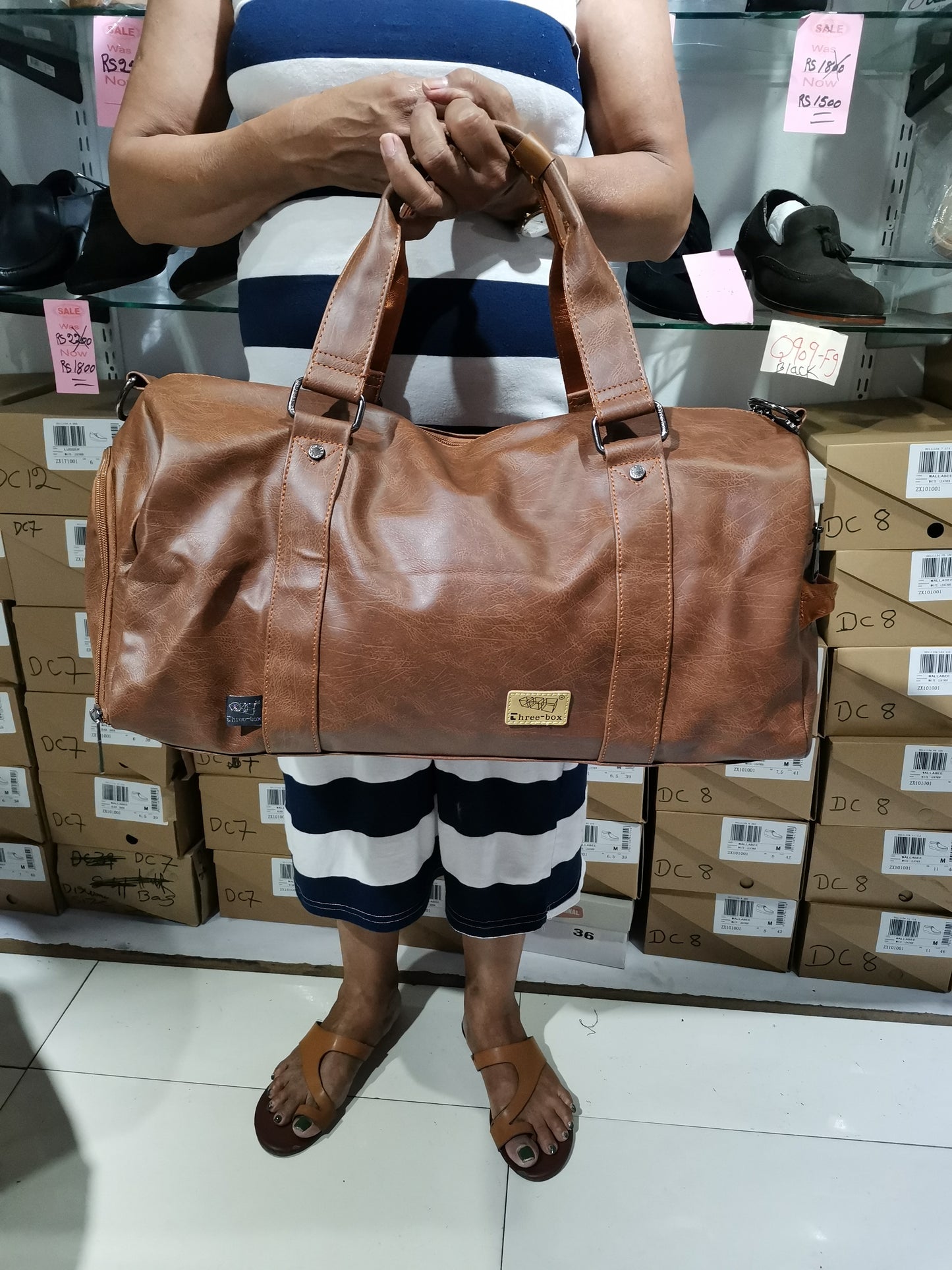 Faux leather gym bag