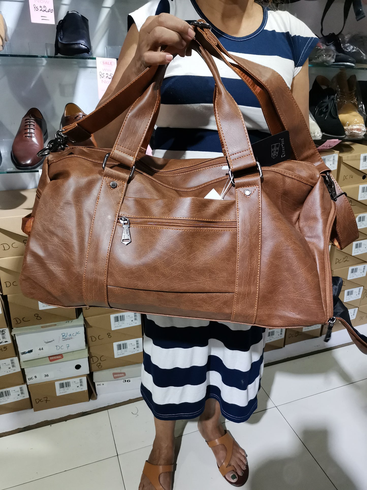 Faux leather gym bag