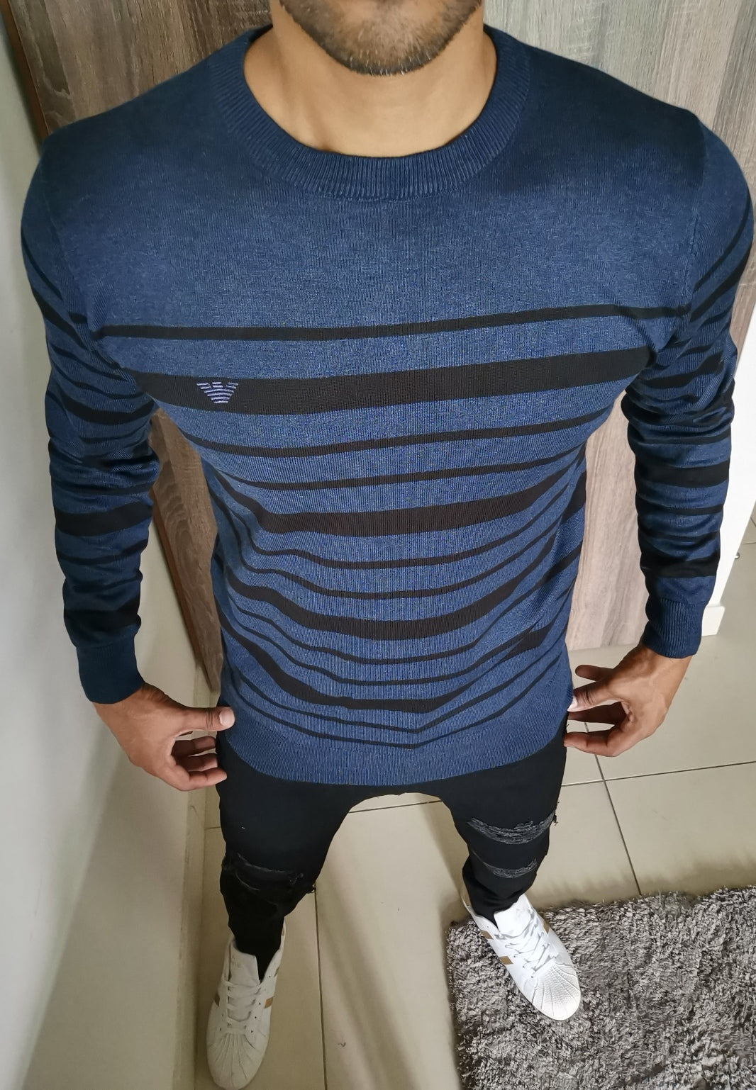 Horizontal striped smart sweater