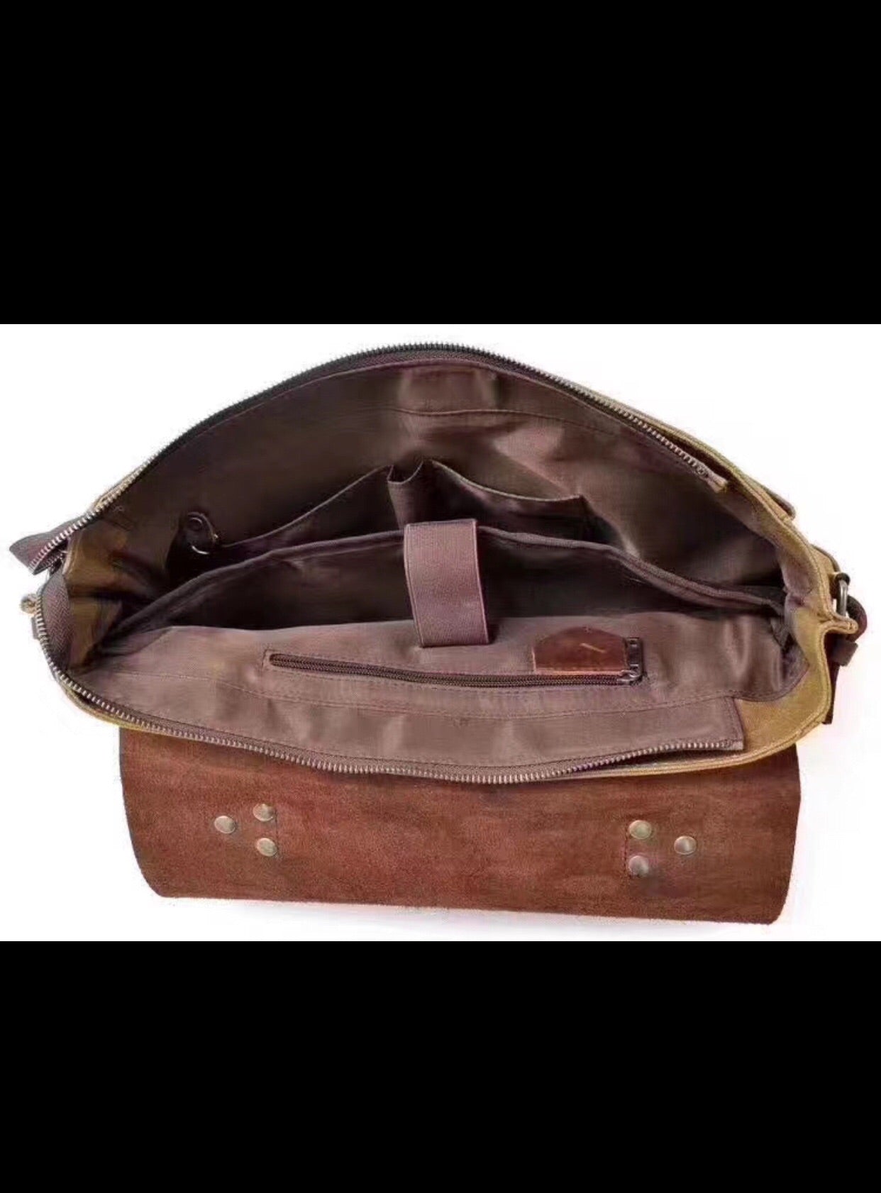 Canvas and leather laptop bag