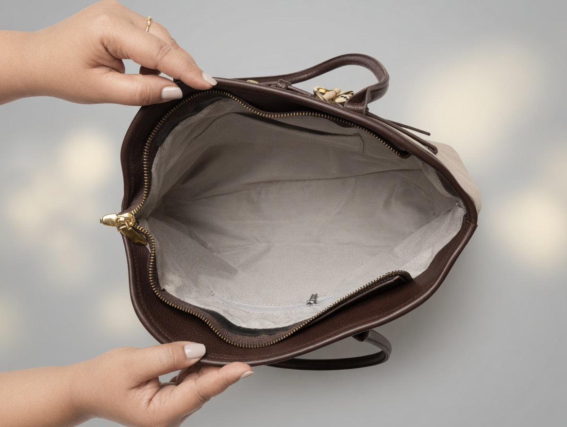 Canvas Tote Bag with Brown with Trim