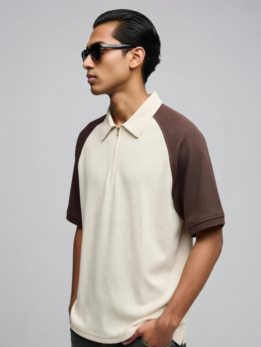 Waffle 2 tone polo