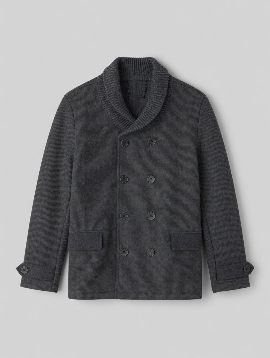 Double-Breasted Shawl Collar Knit Coat