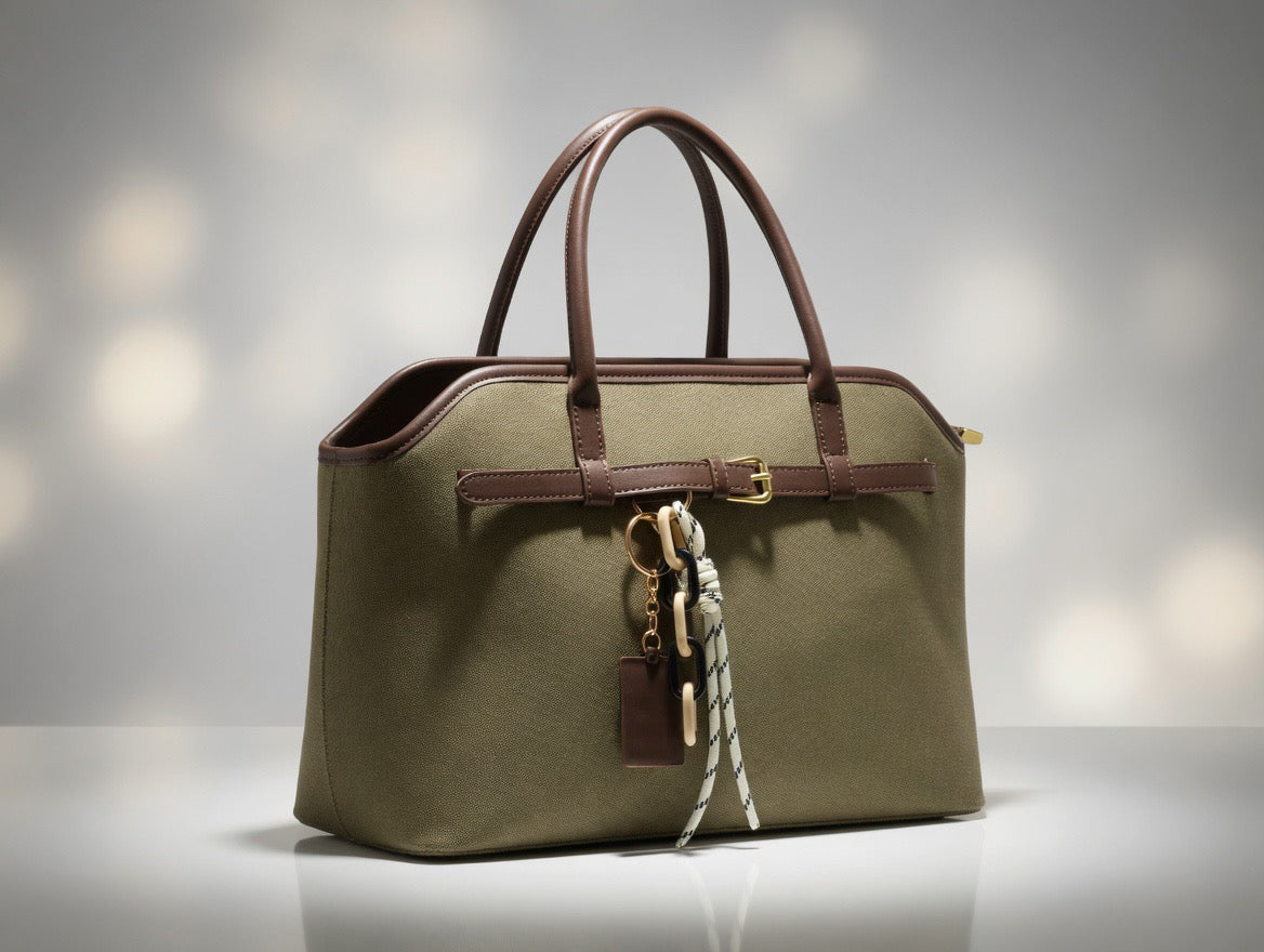 Canvas Tote Bag with Brown with Trim