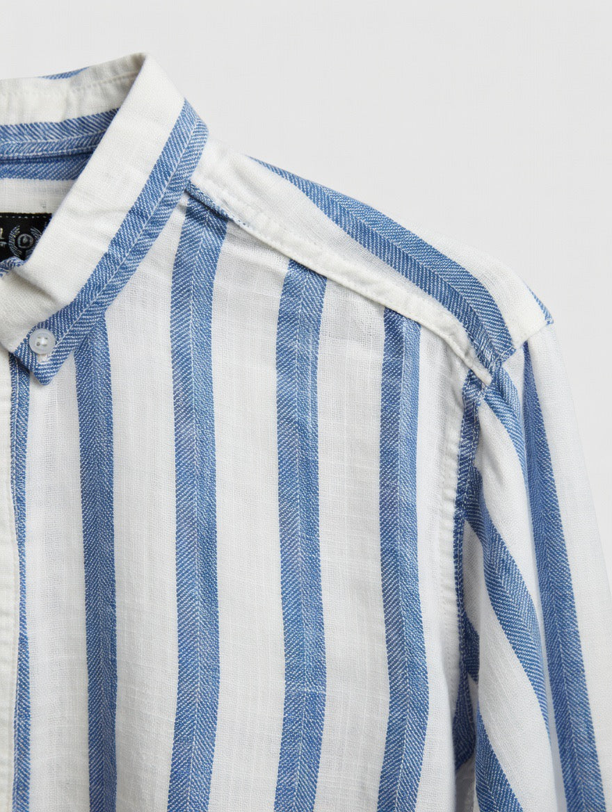 Striped Linen Button-Down Shirt