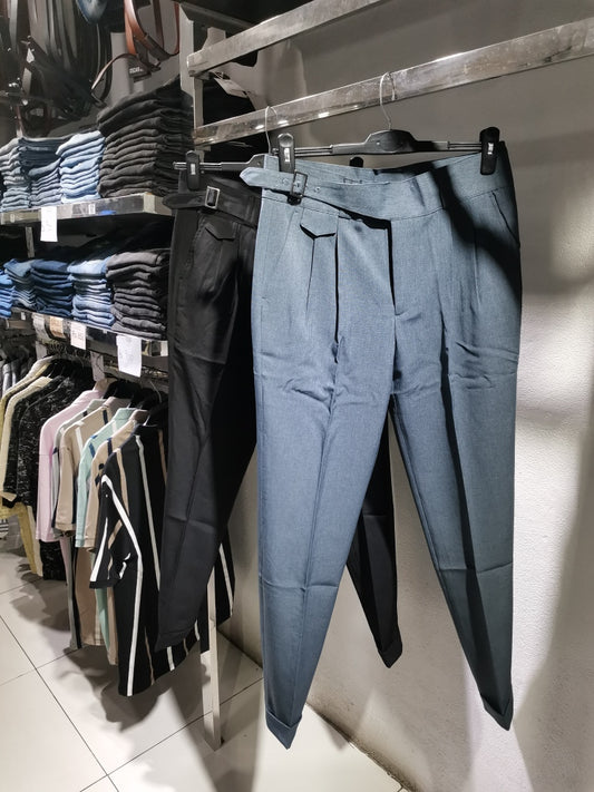 Korean buckle fitted trousers