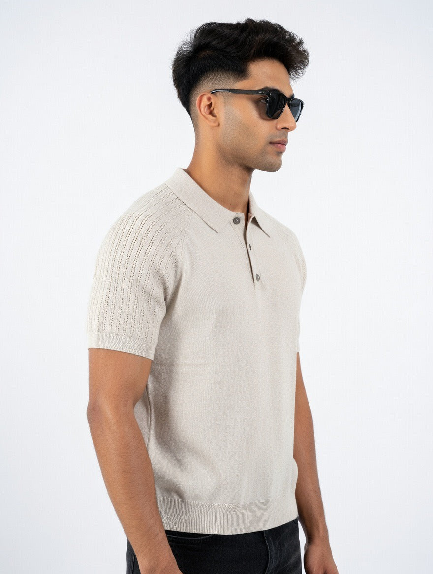 Knit Polo Shirt | Premium Textured Short Sleeve Polo
