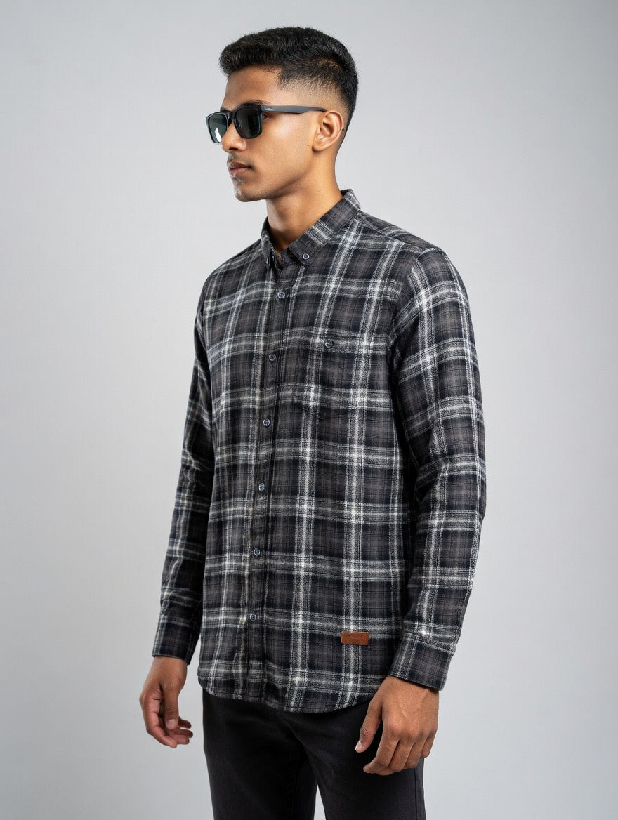 Premium Black Plaid Flannel Shirt