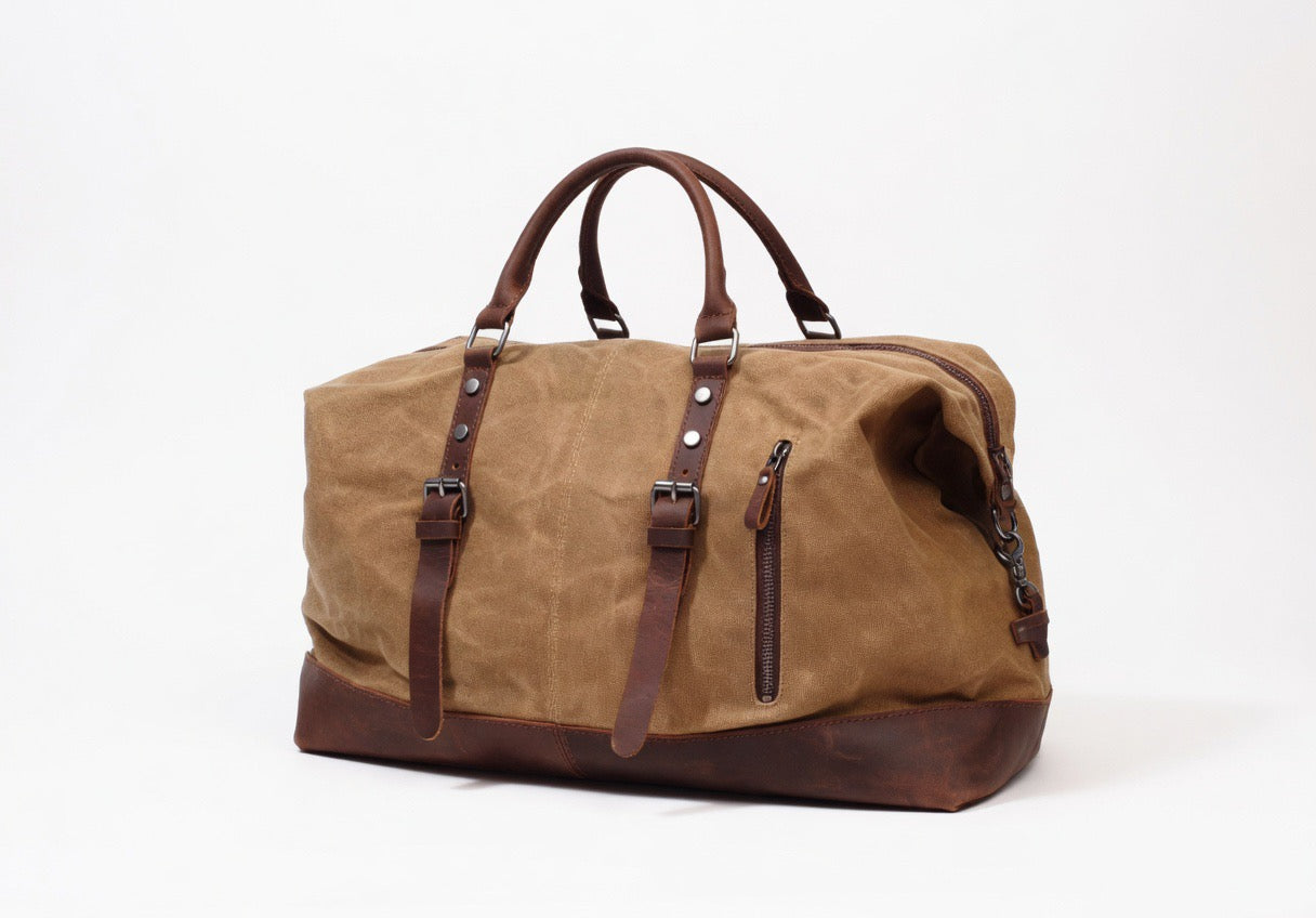 Cowhide Leather & Canvas Duffel Bag