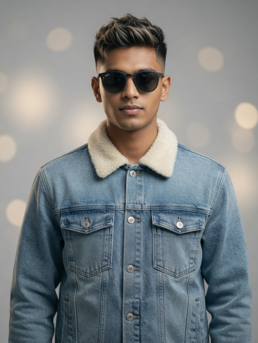 Sherpa Collar Denim Trucker Jacket