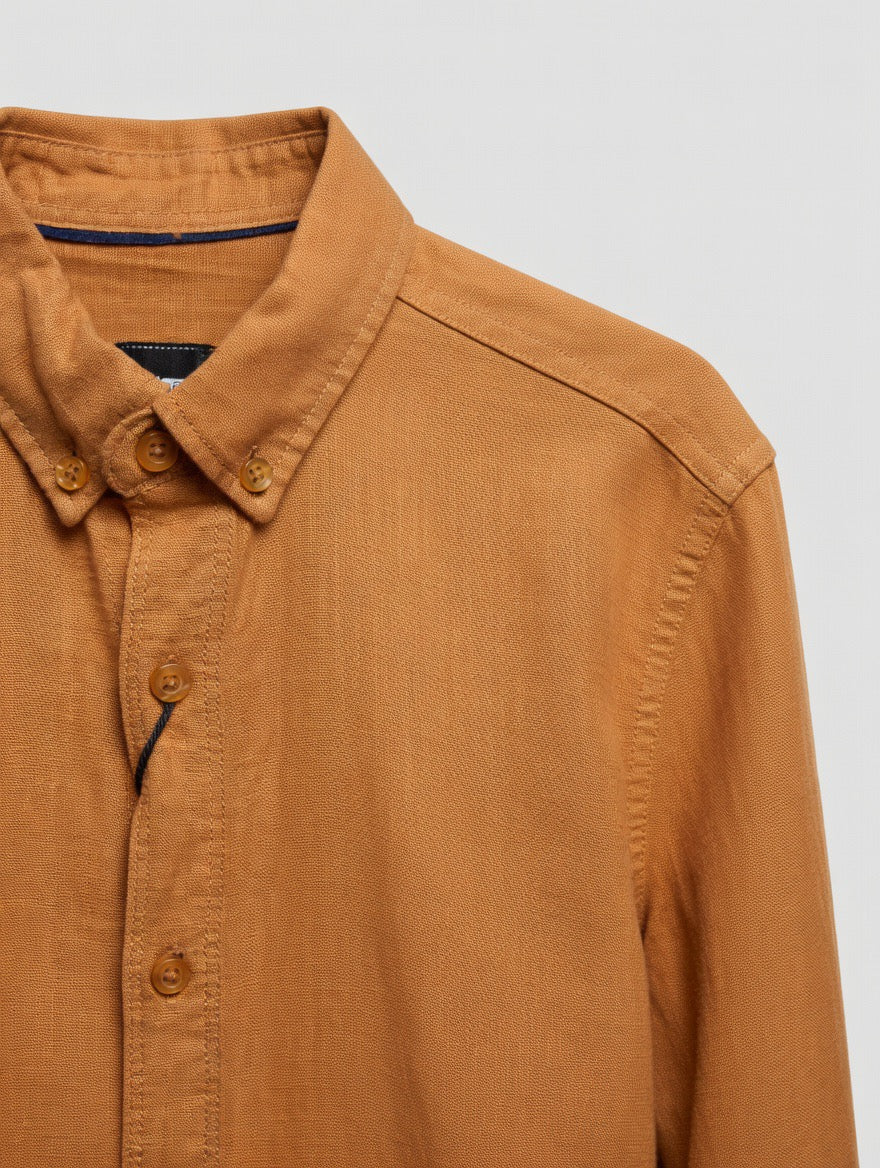 Linen Button-Down Shirt – Terracotta