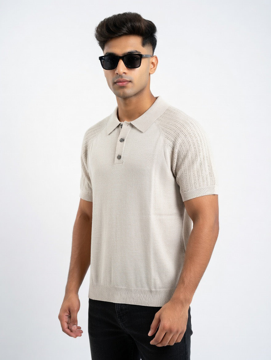 Knit Polo Shirt | Premium Textured Short Sleeve Polo