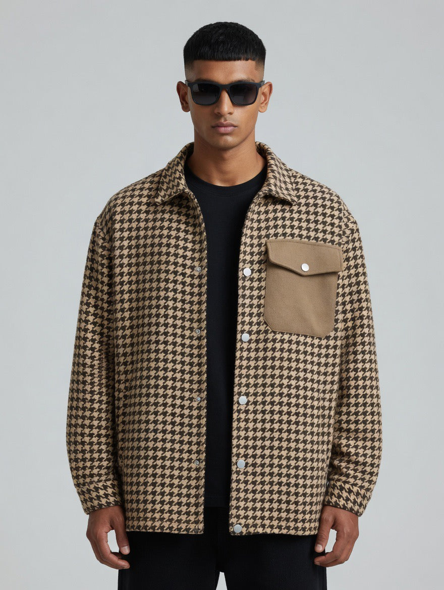 Oversized Houndstooth Shacket