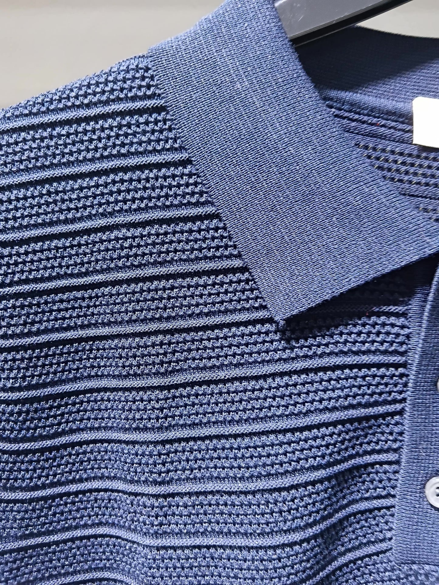 Textured Stripe Knit Polo Shirt |  Premium Knitwear