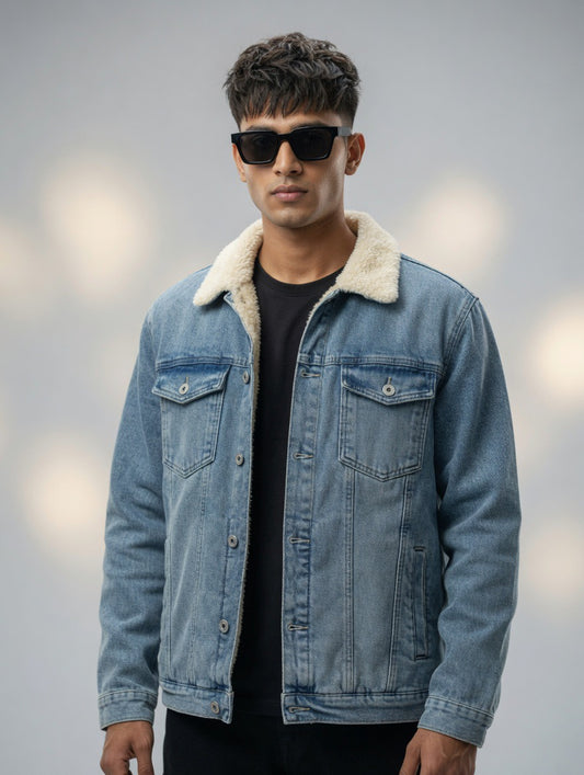 Sherpa Collar Denim Trucker Jacket