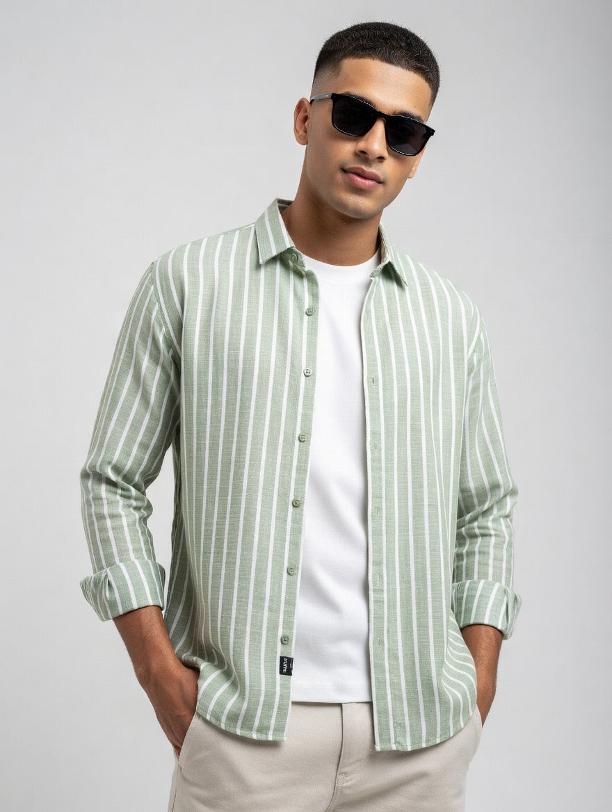 Striped Linen Button-Down Shirt