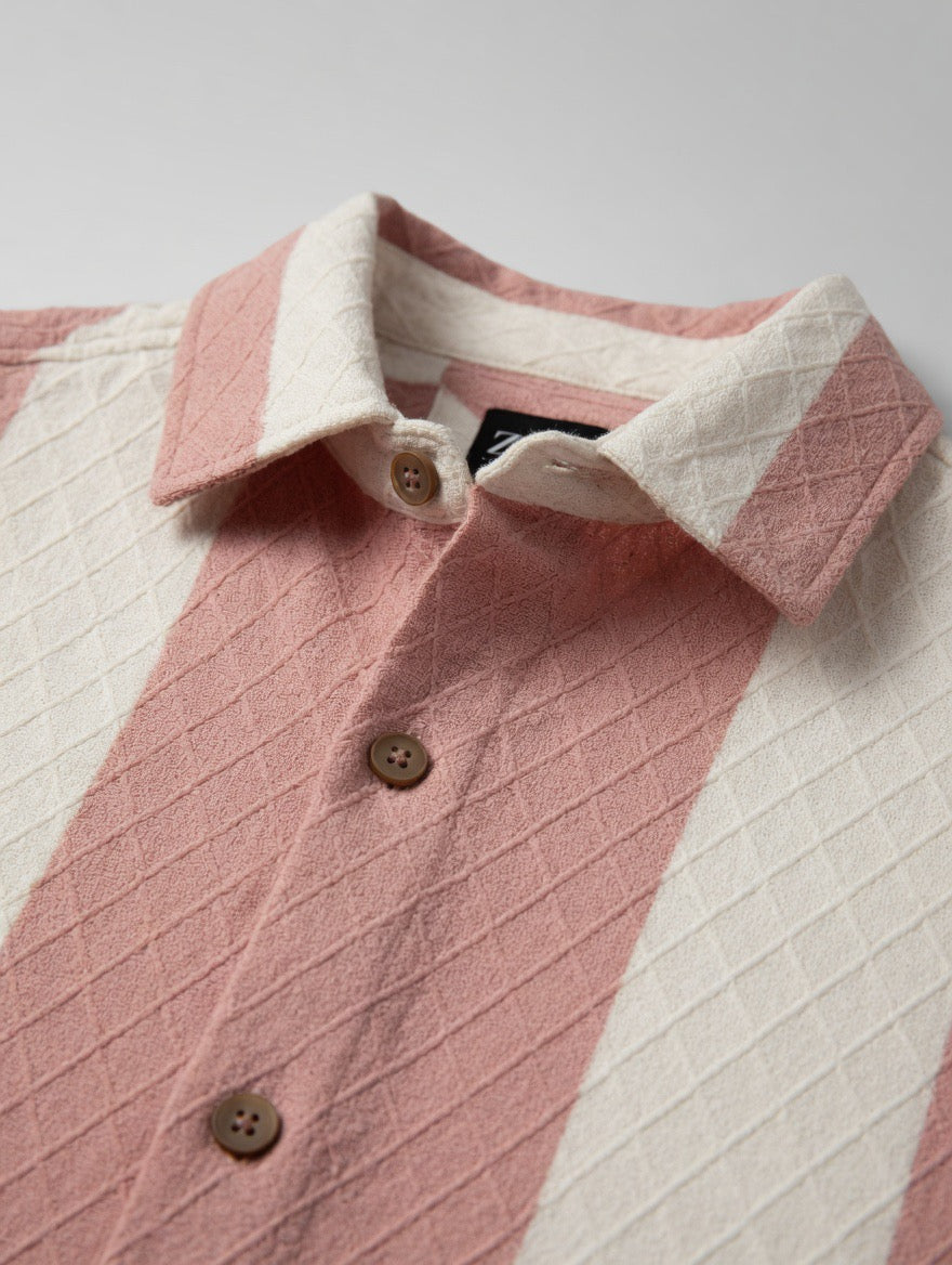 Striped Textured Cuban Shirt