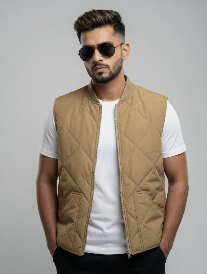 Quilted Zip-Up Bomber Vest