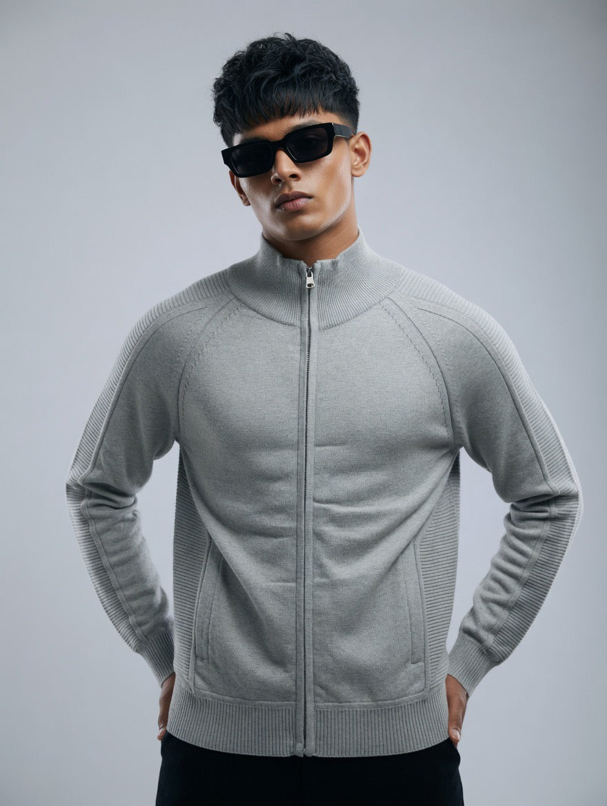 Premium Zip-Up Ribbed Sweater
