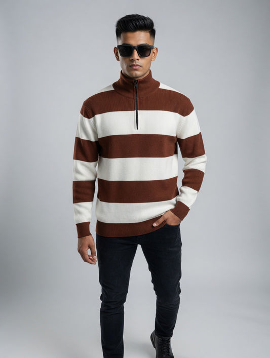 Striped Quarter-Zip Sweater