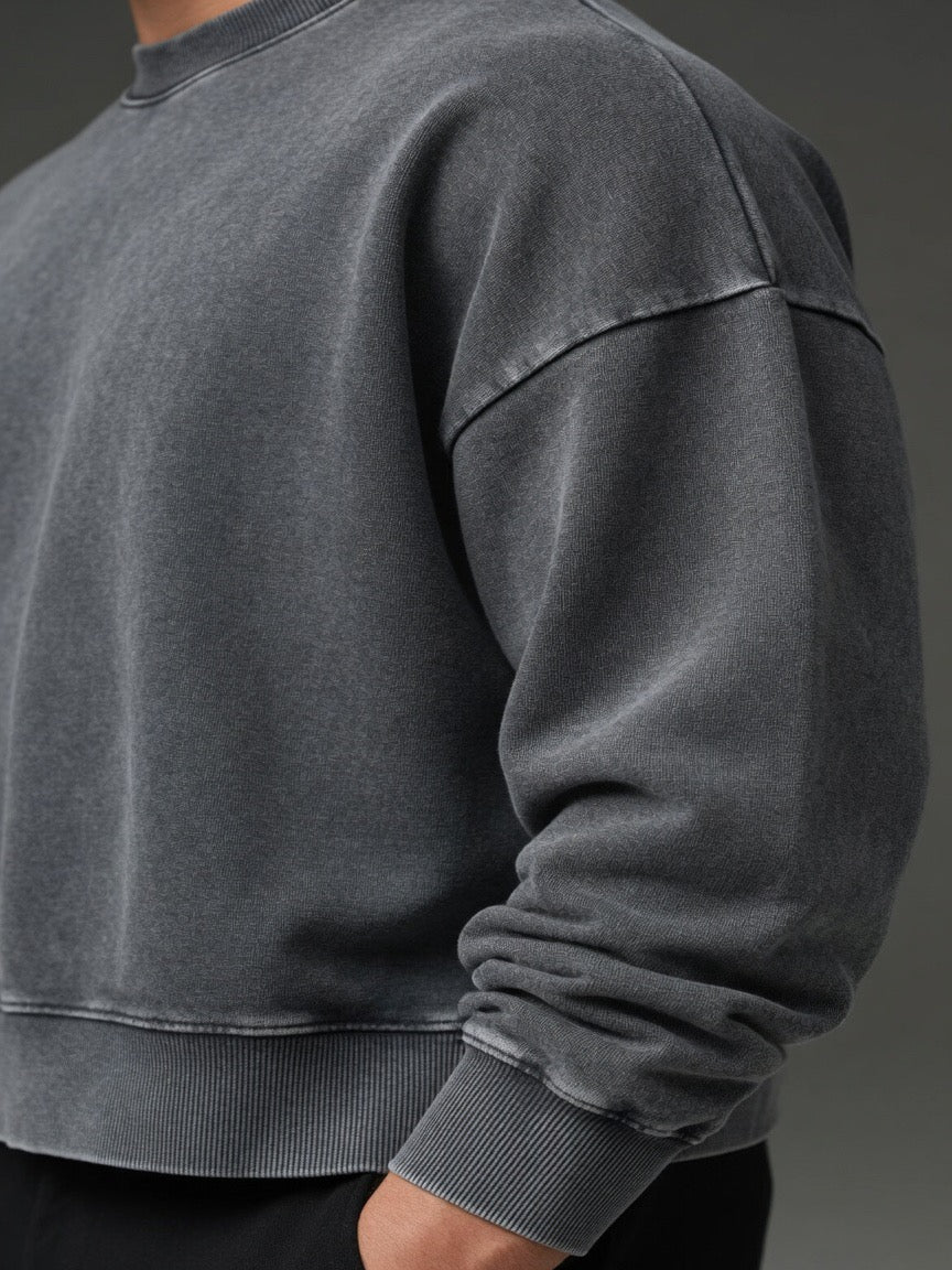 Oversized Washed Crewneck Sweatshirt