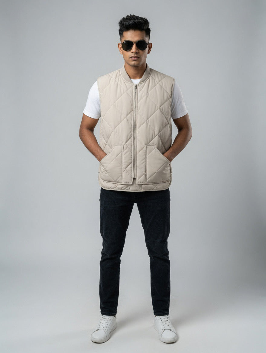Quilted Zip-Up Bomber Vest