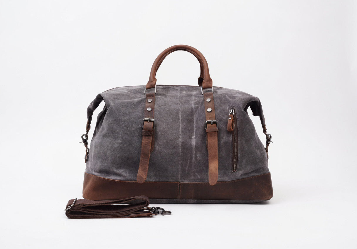 Cowhide Leather & Canvas Duffel Bag