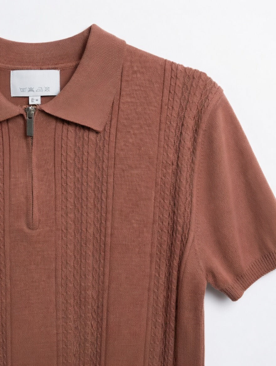 Cable Knit Polo Shirt