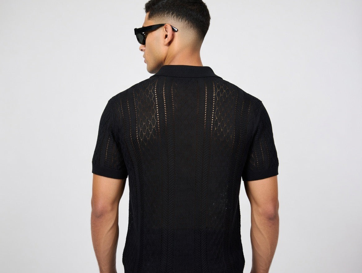 Mesh Knit Polo Shirt