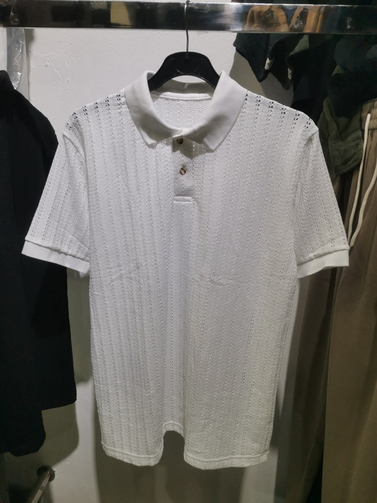 Oversized Crochet polo shirt