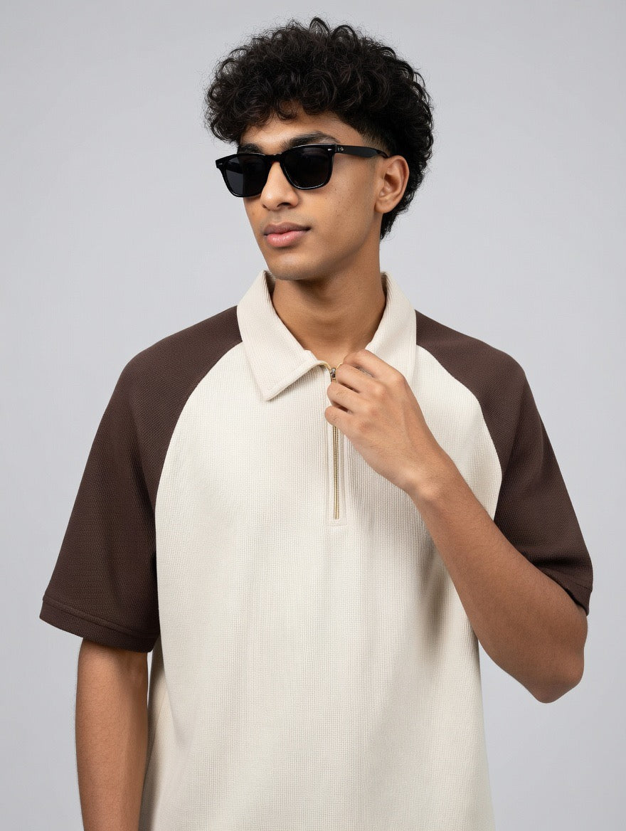 Waffle 2 tone polo