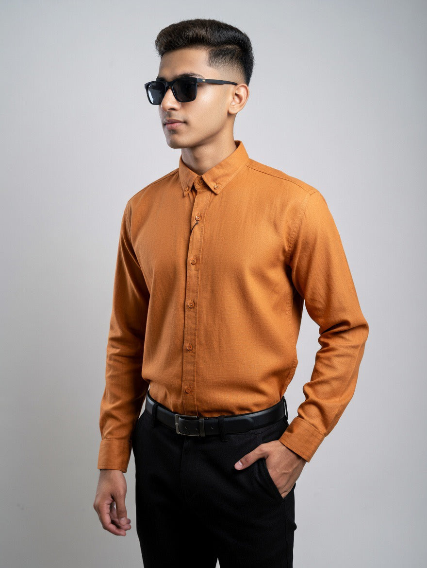 Linen Button-Down Shirt – Terracotta