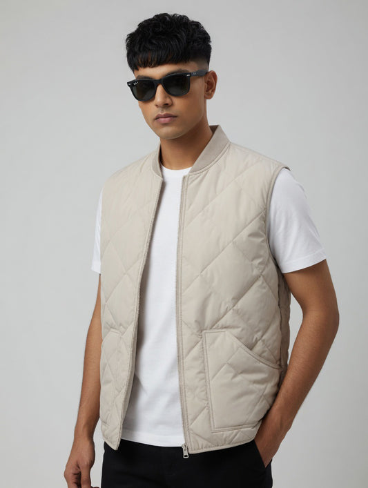 Quilted Zip-Up Bomber Vest