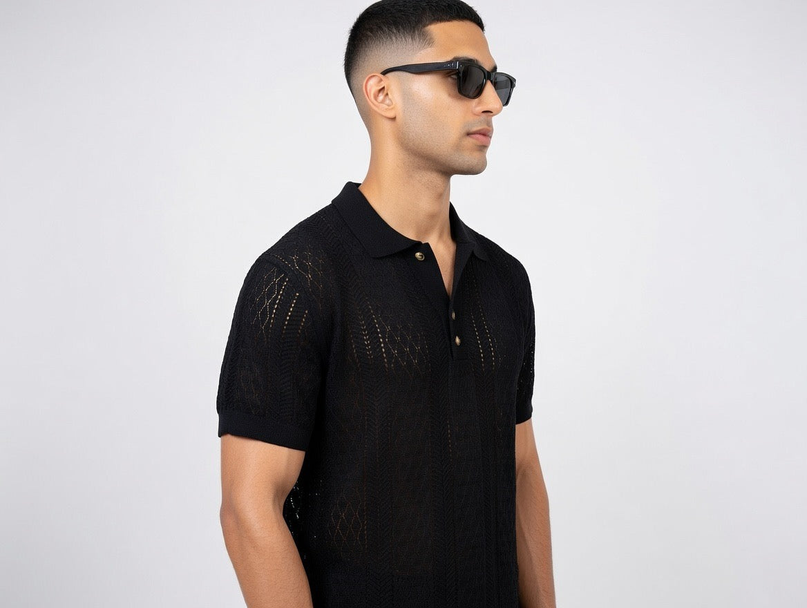 Mesh Knit Polo Shirt